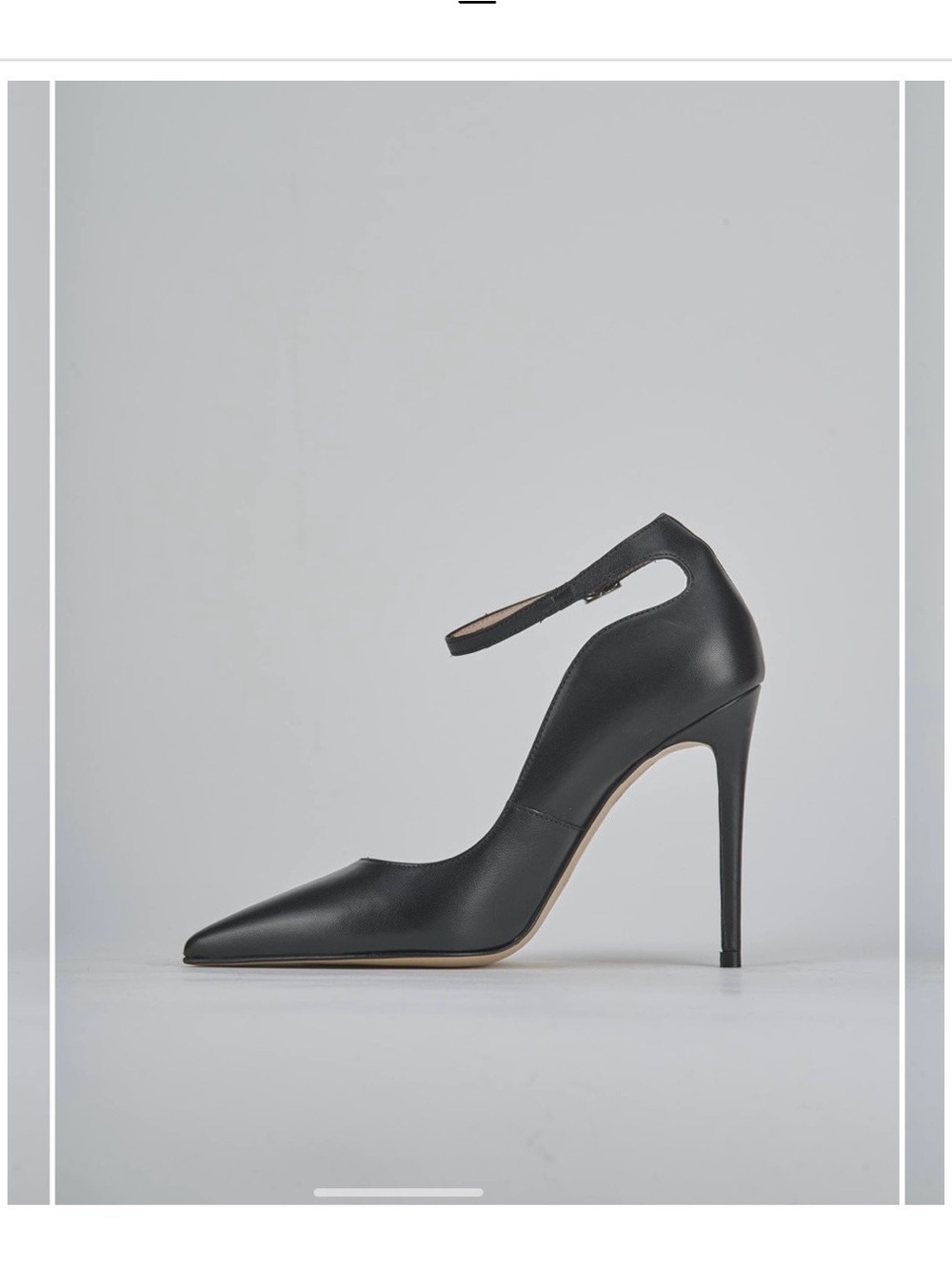 Barca NWOT Black Leather Ankle-Strap Stilettos Sz 39